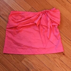 J Crew Coral Pink Faux Tie Front Mini Skirt, Lightweight, Sz 4